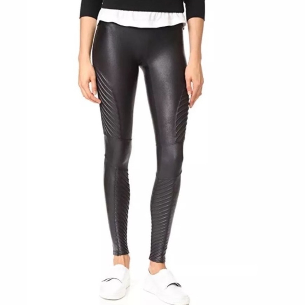 Spanx High Rise Faux Leather Moto Leggings in Black